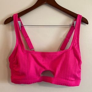 Xhiliration Hot Pink ribbed bikini top.